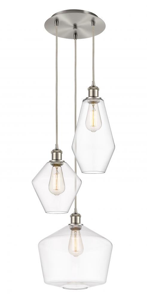 Cindyrella - 3 Light - 17 inch - Brushed Satin Nickel - Cord hung - Multi Pendant