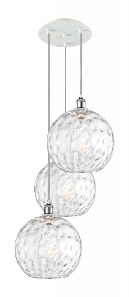 Athens Water Glass - 3 Light - 19 inch - White Polished Chrome - Cord Hung - Multi Pendant