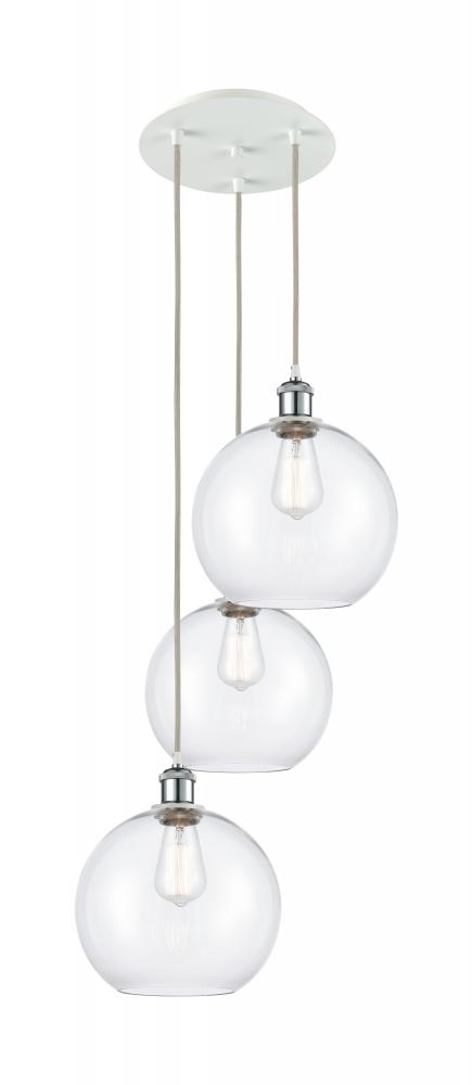 Athens - 3 Light - 17 inch - White Polished Chrome - Cord Hung - Multi Pendant