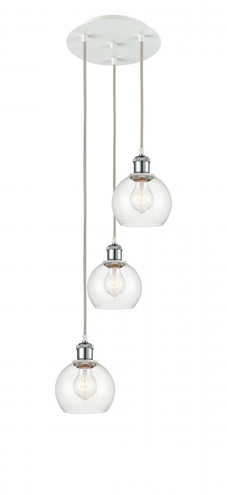 Athens - 3 Light - 12 inch - White Polished Chrome - Cord Hung - Multi Pendant