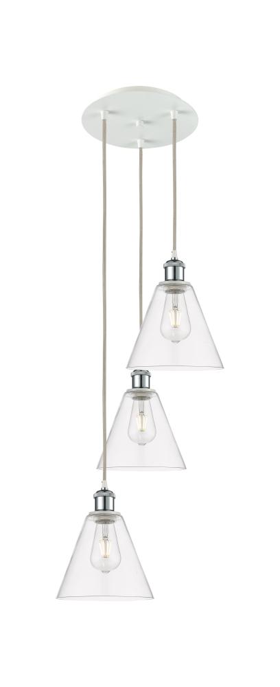 Berkshire - 3 Light - 15 inch - White Polished Chrome - Cord Hung - Multi Pendant