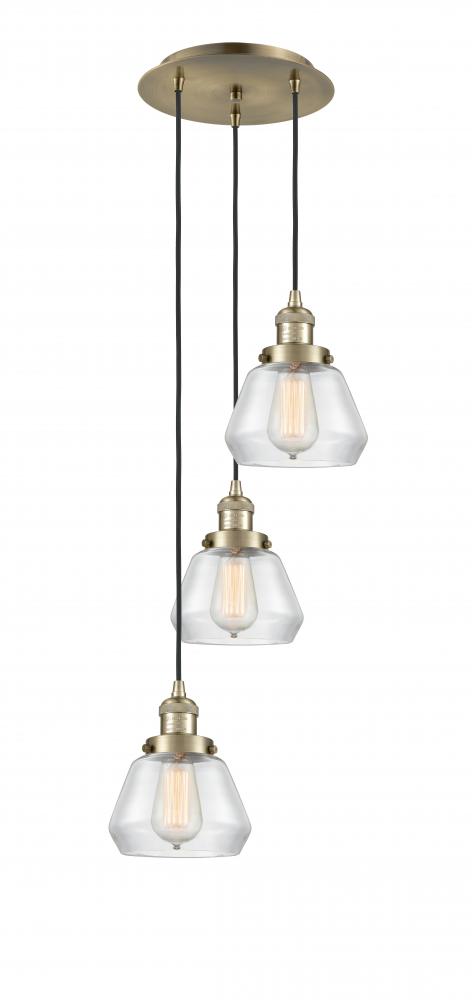 Fulton - 3 Light - 14 inch - Antique Brass - Cord hung - Multi Pendant