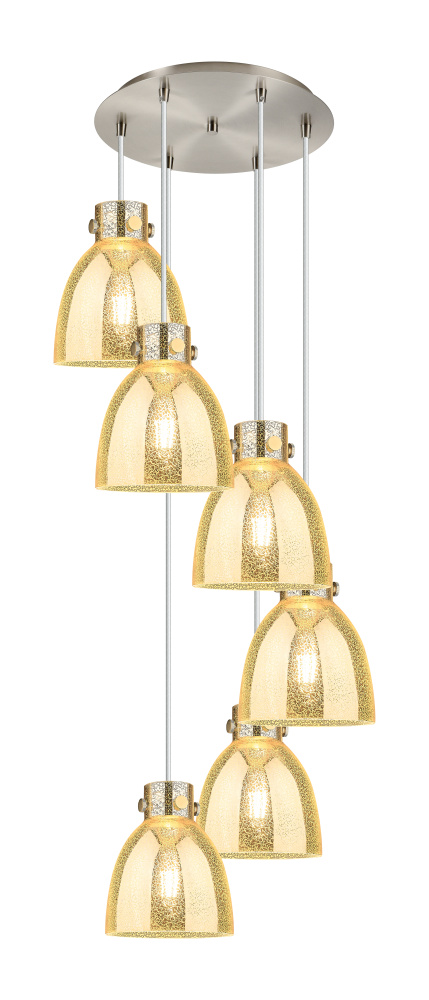 Newton Bell - 6 Light - 19 inch - Brushed Satin Nickel - Multi Pendant