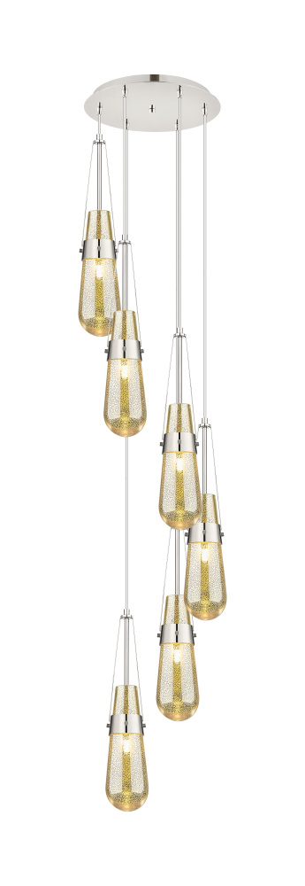 Milan - 6 Light - 15 inch - Polished Nickel - Multi Pendant