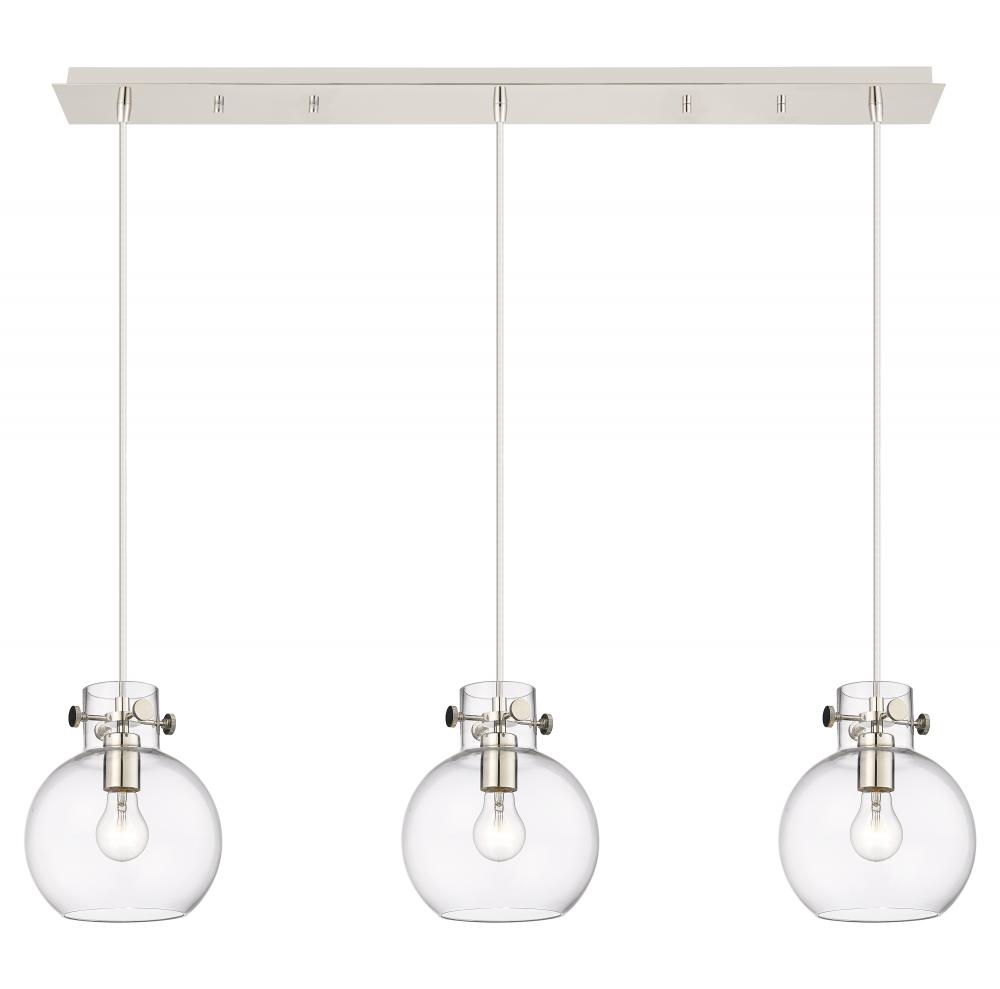 Newton Sphere - 3 Light - 40 inch - Polished Nickel - Cord hung - Linear Pendant