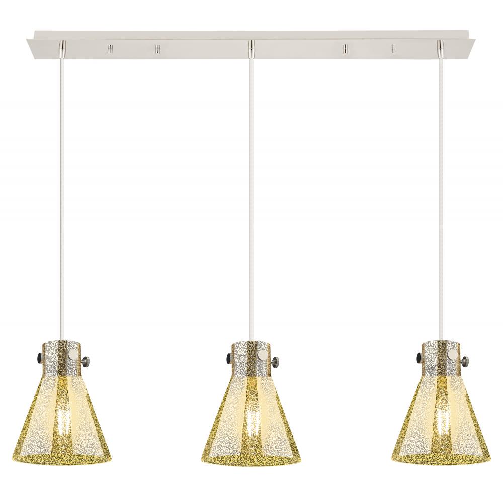 Newton Cone - 3 Light - 40 inch - Polished Nickel - Linear Pendant