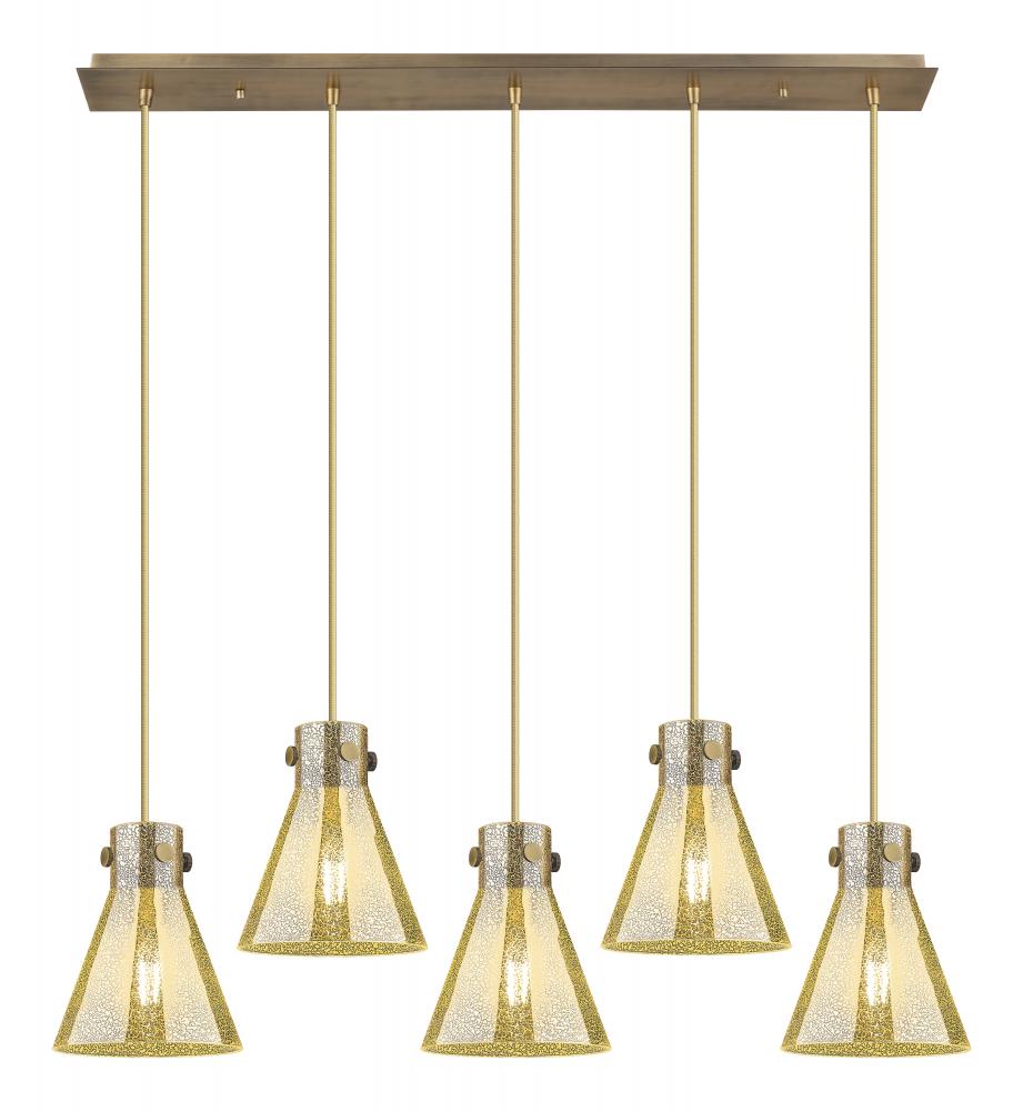 Newton Cone - 5 Light - 40 inch - Brushed Brass - Linear Pendant