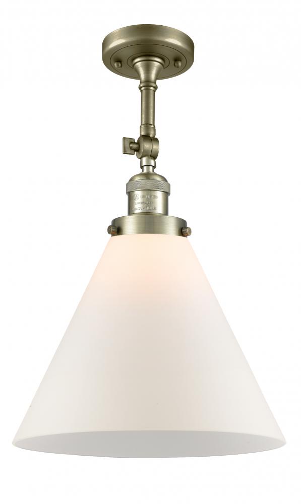 Cone - 1 Light - 12 inch - Antique Brass - Adjustable Semi-Flush Mount