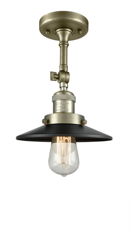 Railroad - 1 Light - 8 inch - Antique Brass - Adjustable Semi-Flush Mount