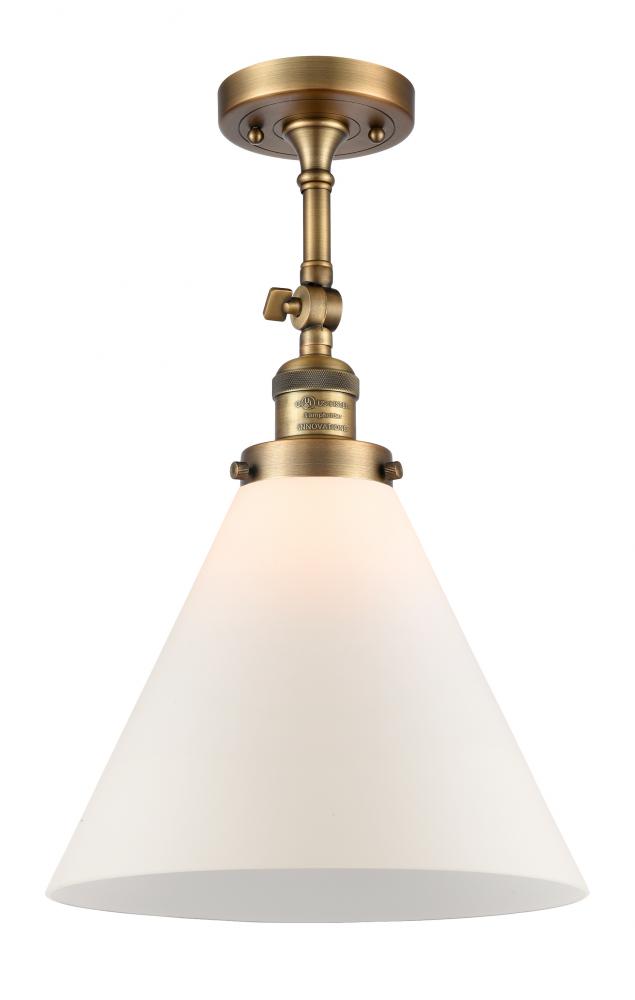 Cone - 1 Light - 12 inch - Brushed Brass - Adjustable Semi-Flush Mount