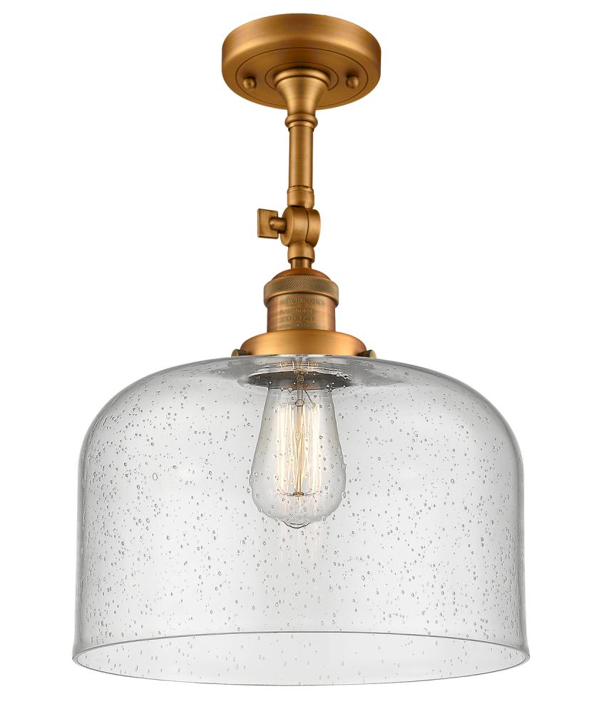 Bell - 1 Light - 12 inch - Brushed Brass - Adjustable Semi-Flush Mount