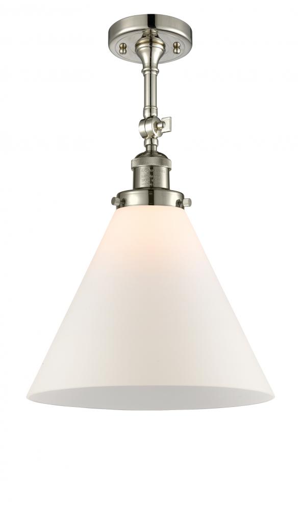 Cone - 1 Light - 12 inch - Polished Nickel - Adjustable Semi-Flush Mount