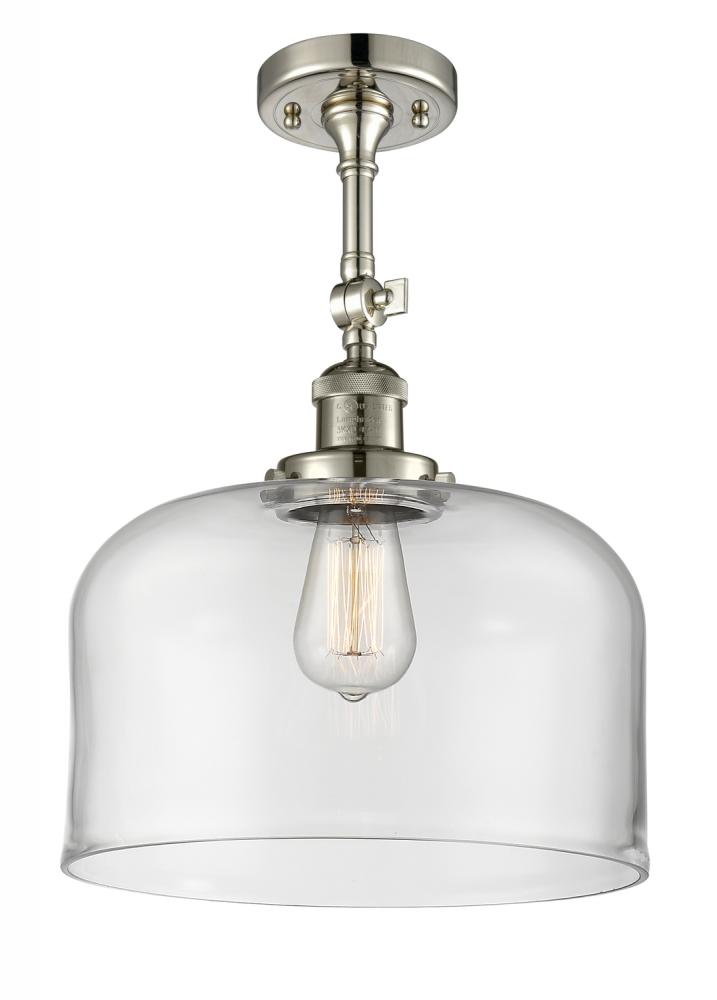 Bell - 1 Light - 12 inch - Polished Nickel - Adjustable Semi-Flush Mount