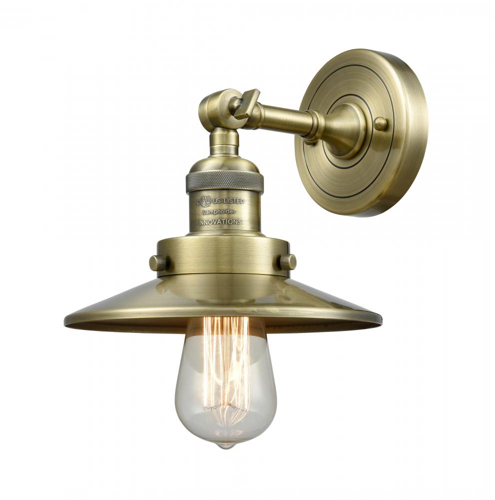 Railroad - 1 Light - 8 inch - Antique Brass - Adjustable Sconce
