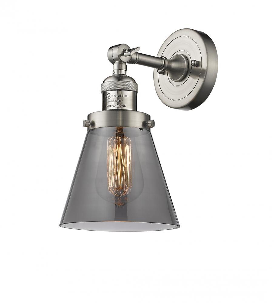 Cone - 1 Light - 6 inch - Brushed Satin Nickel - Adjustable Sconce