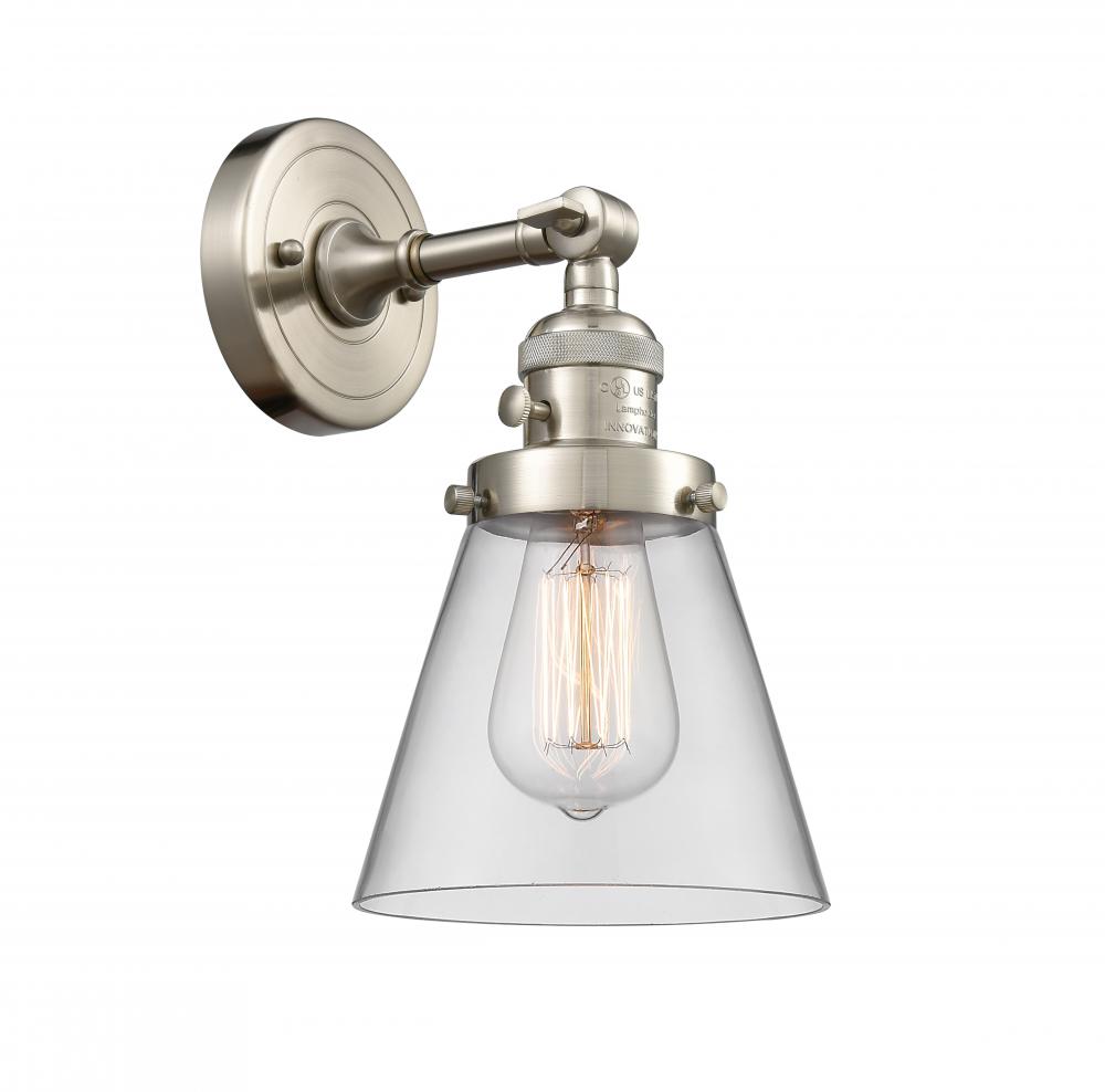 Cone - 1 Light - 6 inch - Brushed Satin Nickel - Adjustable Sconce