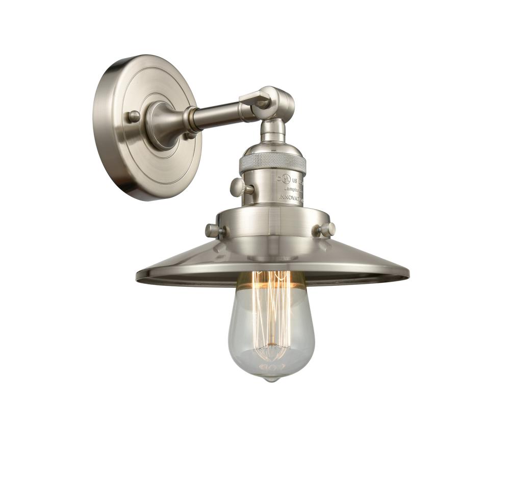 Railroad - 1 Light - 8 inch - Brushed Satin Nickel - Adjustable Sconce
