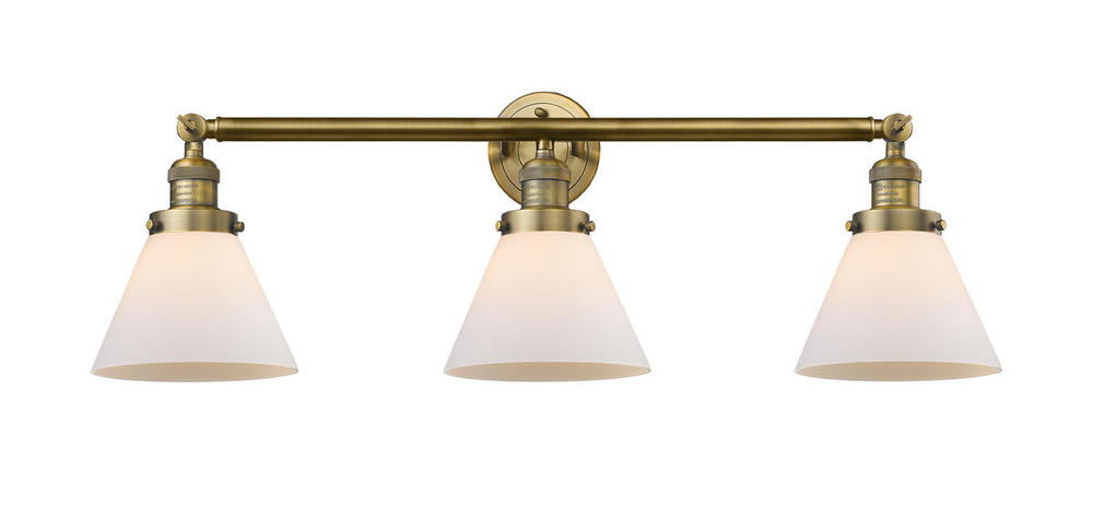 Cone - 3 Light - 32 inch - Brushed Brass - Bath Vanity Light