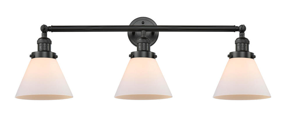 Cone - 3 Light - 32 inch - Matte Black - Bath Vanity Light