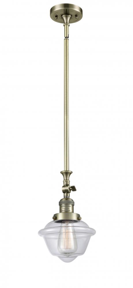 Oxford - 1 Light - 7 inch - Antique Brass - Stem Hung - Adjustable Mini Pendant