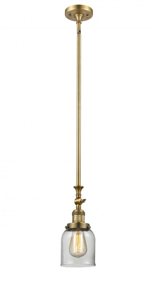 Bell - 1 Light - 5 inch - Brushed Brass - Stem Hung - Adjustable Mini Pendant