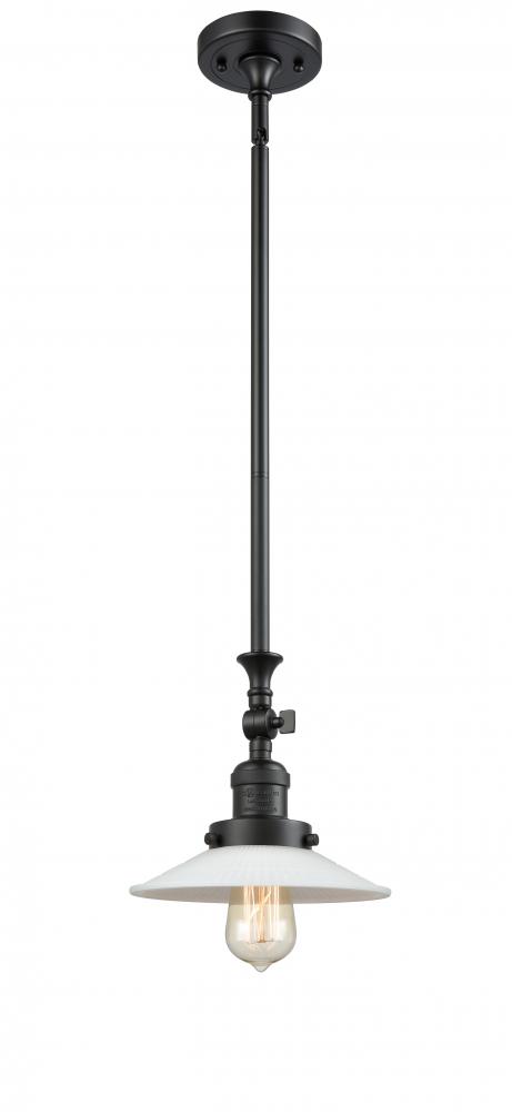 Halophane - 1 Light - 9 inch - Matte Black - Stem Hung - Mini Pendant