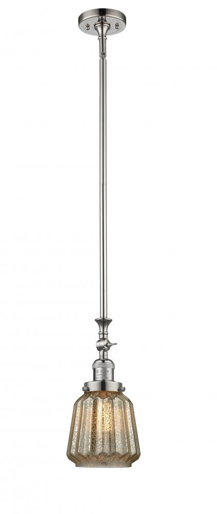 Chatham - 1 Light - 7 inch - Polished Nickel - Stem Hung - Adjustable Mini Pendant