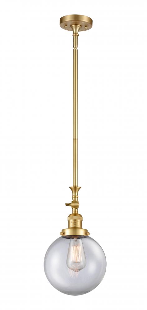 Beacon - 1 Light - 8 inch - Satin Gold - Stem Hung - Adjustable Mini Pendant