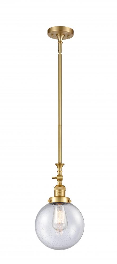 Beacon - 1 Light - 8 inch - Satin Gold - Stem Hung - Adjustable Mini Pendant