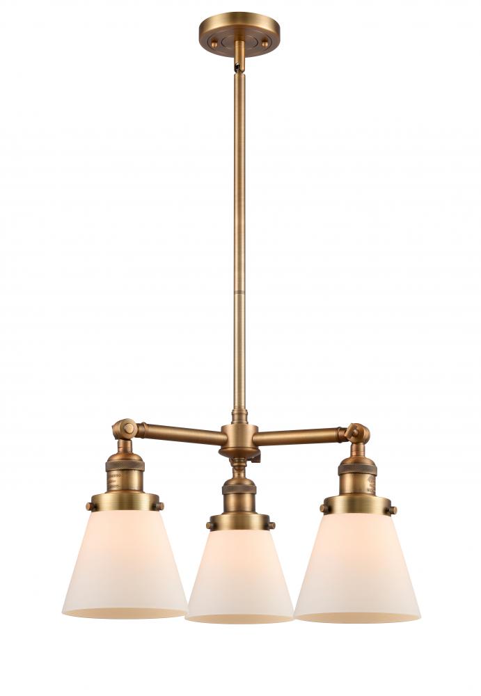 Cone - 3 Light - 19 inch - Brushed Brass - Stem Hung - Chandelier