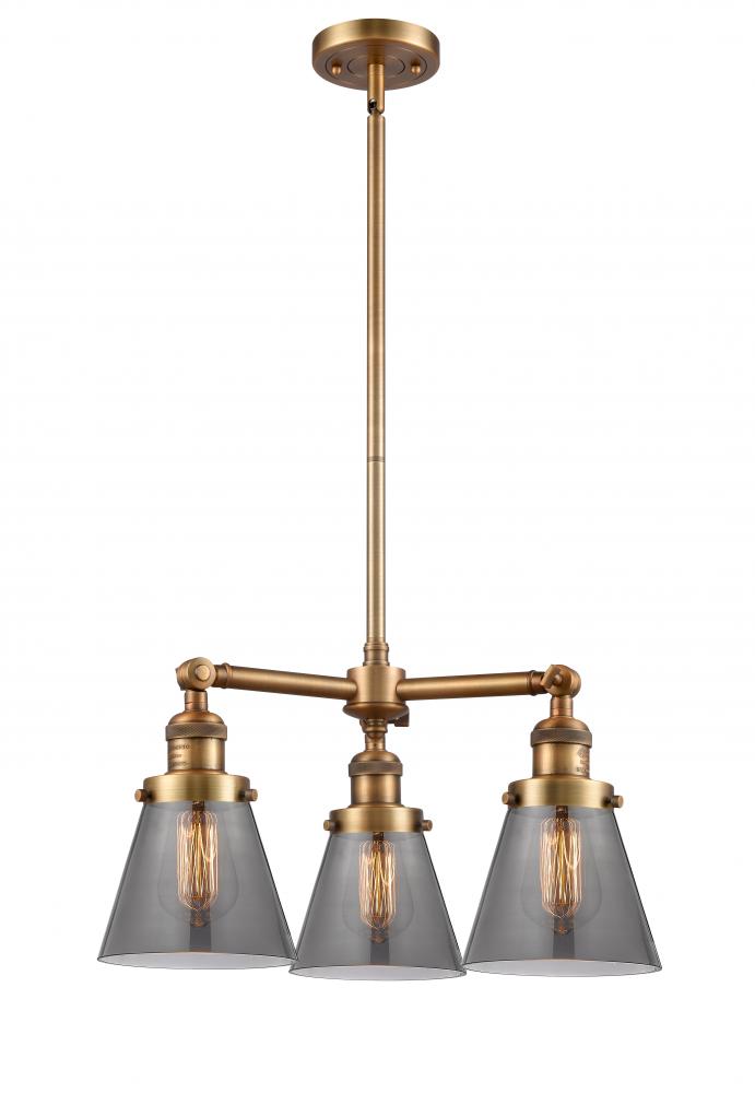 Cone - 3 Light - 19 inch - Brushed Brass - Stem Hung - Chandelier