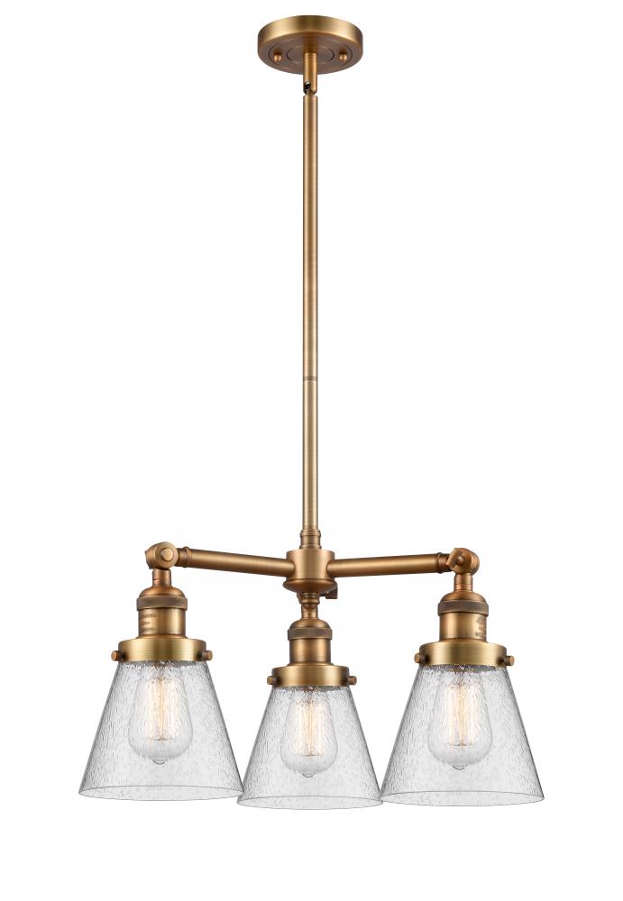 Cone - 3 Light - 19 inch - Brushed Brass - Stem Hung - Chandelier