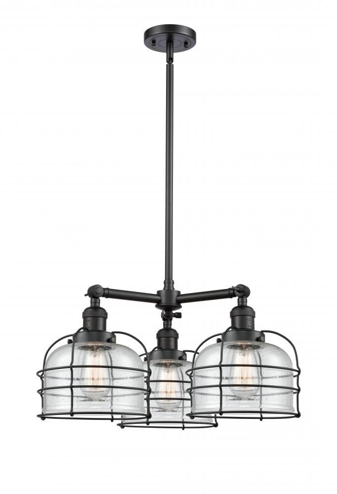 Bell Cage - 3 Light - 24 inch - Matte Black - Stem Hung - Chandelier