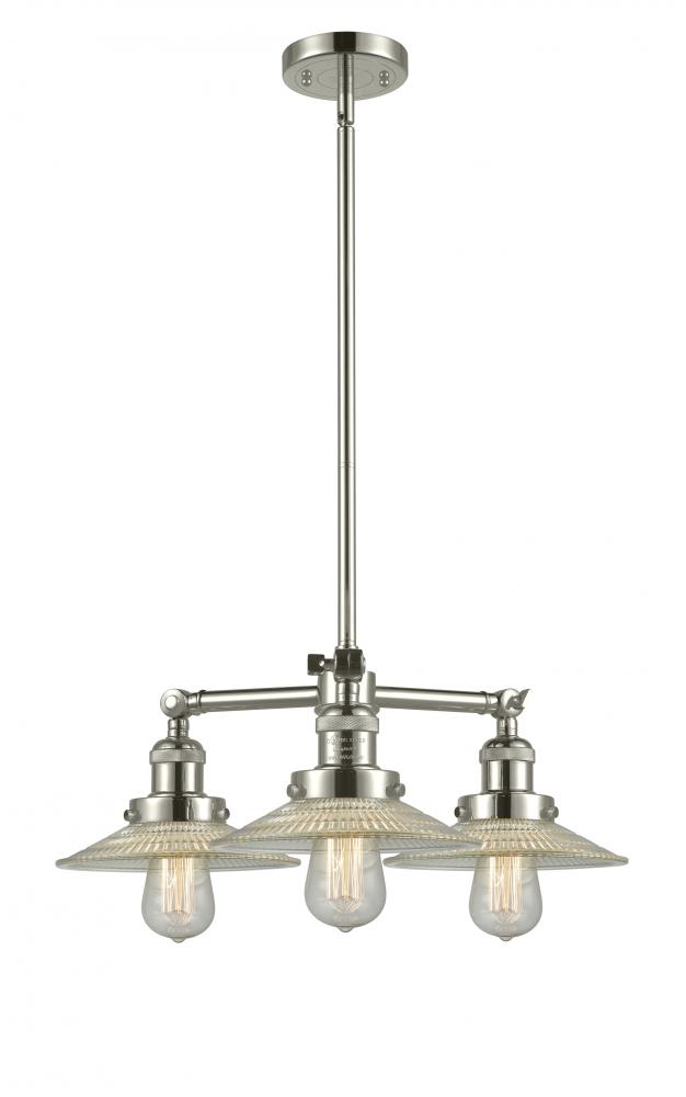 Halophane - 3 Light - 22 inch - Polished Nickel - Stem Hung - Chandelier