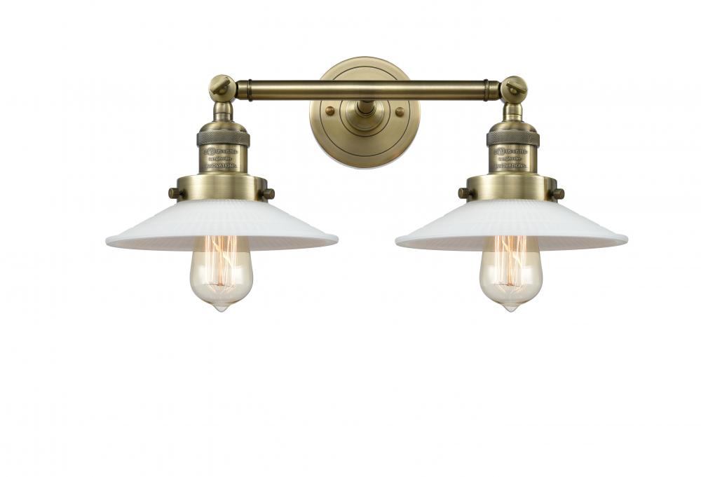 Halophane - 2 Light - 18 inch - Antique Brass - Bath Vanity Light