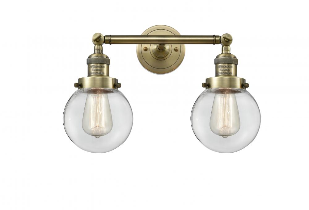 Beacon - 2 Light - 17 inch - Antique Brass - Adjustable Bath Vanity Light