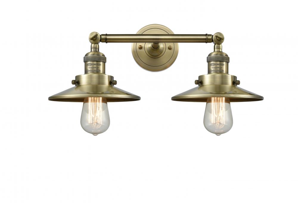 Railroad - 2 Light - 18 inch - Antique Brass - Bath Vanity Light