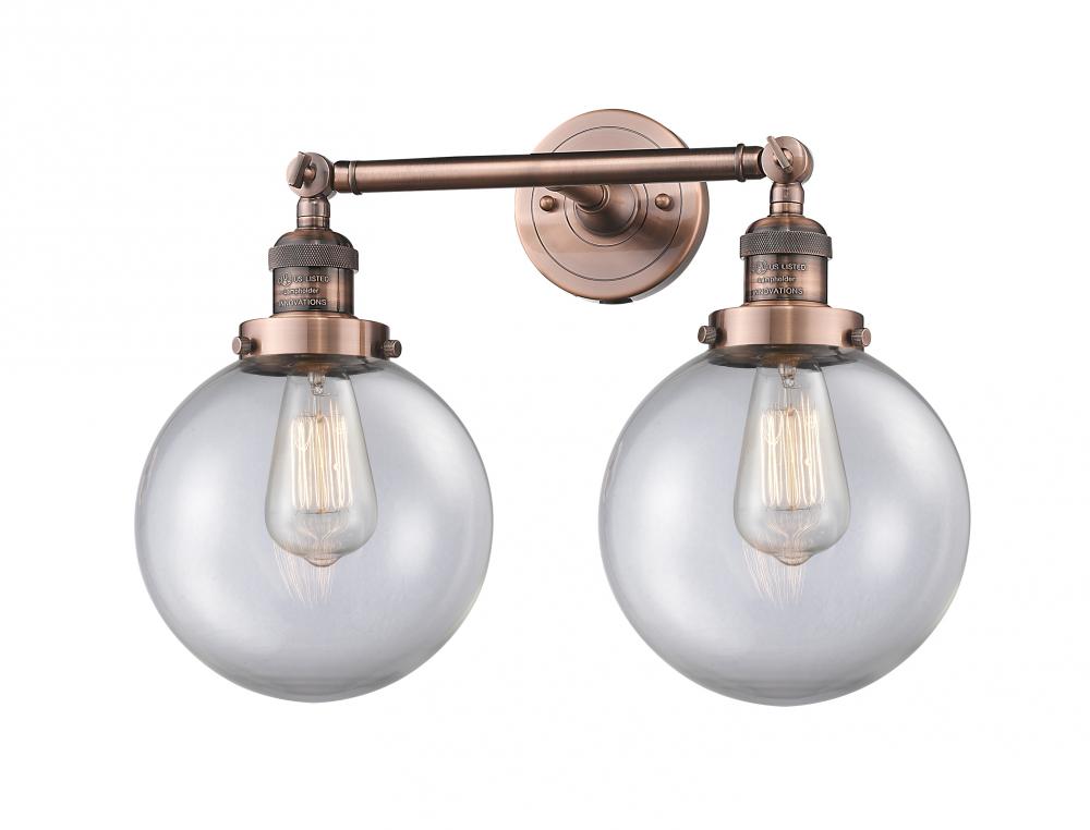 Beacon - 2 Light - 19 inch - Antique Copper - Adjustable Bath Vanity Light