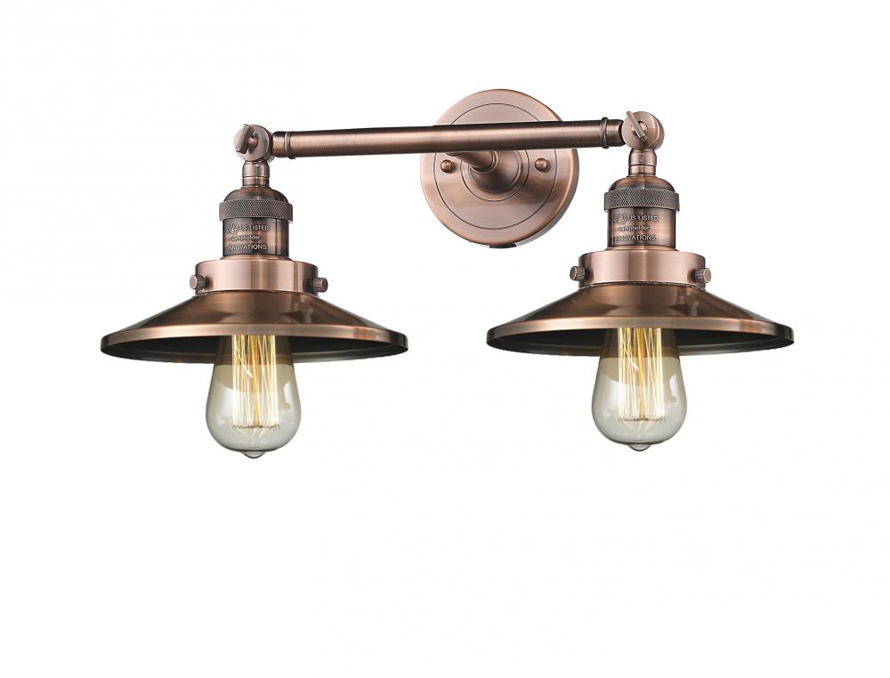 Railroad - 2 Light - 18 inch - Antique Copper - Bath Vanity Light