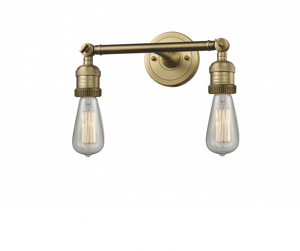 Bare Bulb - 2 Light - 11 inch - Brushed Brass - Adjustable Bath Vanity Light