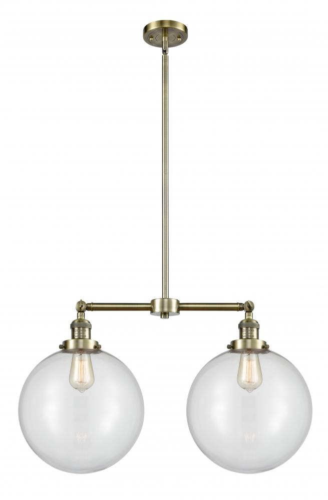 Beacon - 2 Light - 27 inch - Antique Brass - Stem Hung - Adjustable Island Light