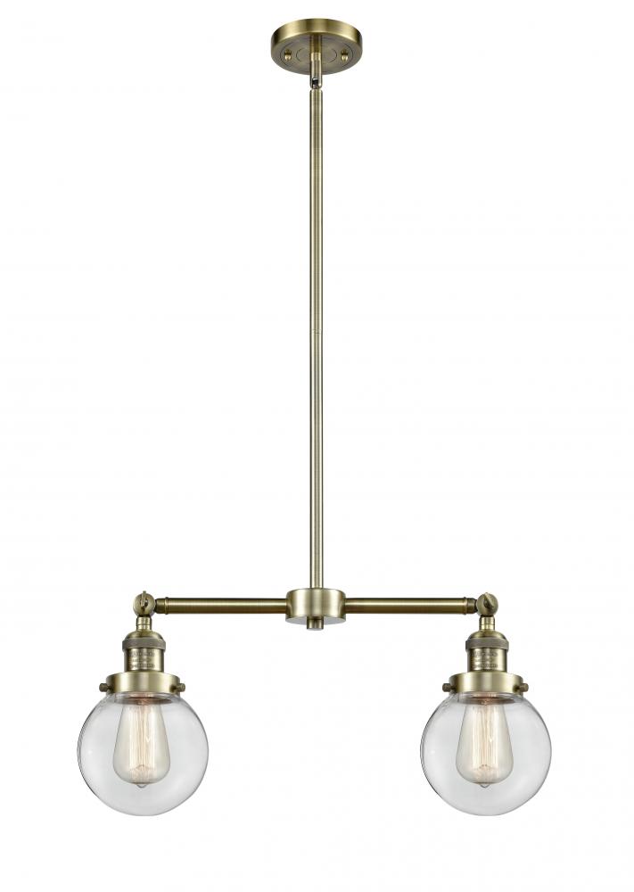 Beacon - 2 Light - 23 inch - Antique Brass - Stem Hung - Adjustable Island Light