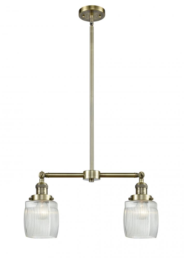 Colton - 2 Light - 22 inch - Antique Brass - Stem Hung - Adjustable Island Light