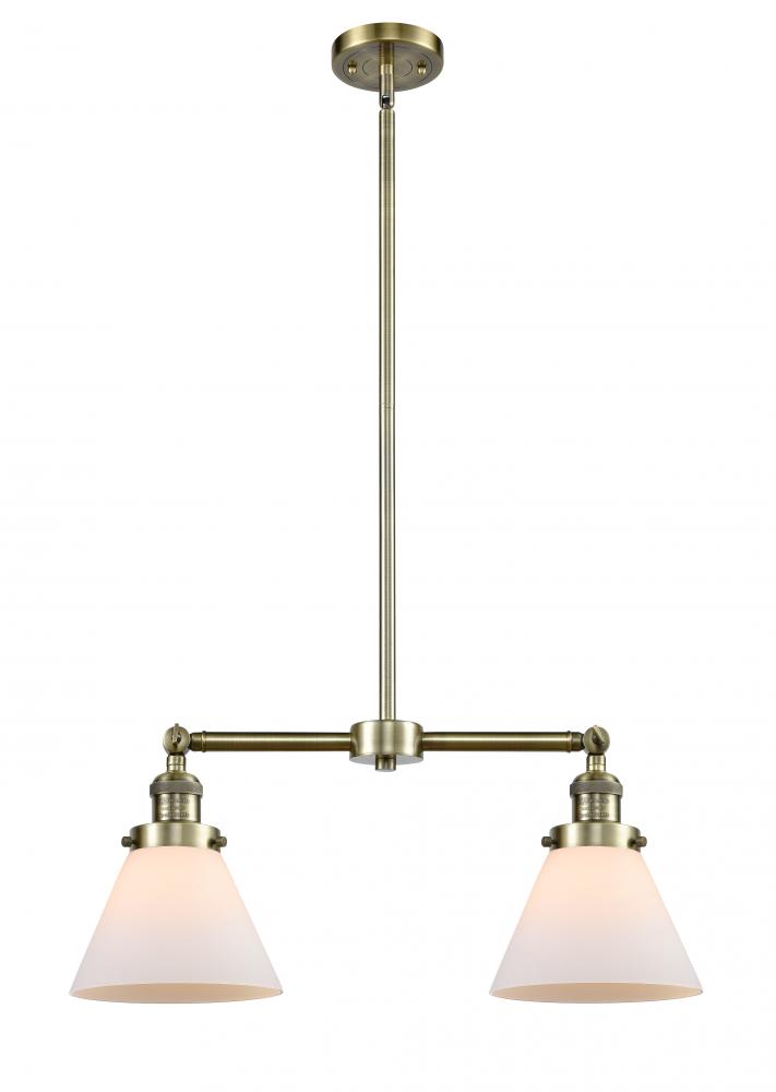 Cone - 2 Light - 21 inch - Antique Brass - Stem Hung - Adjustable Island Light