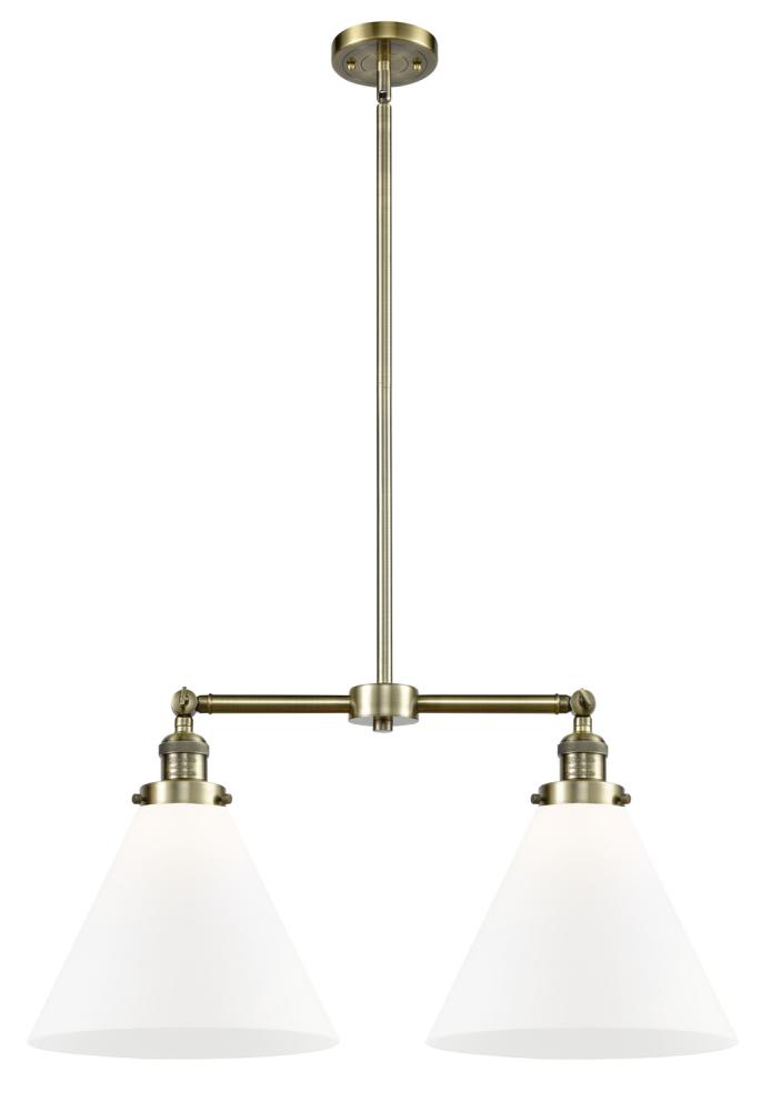 Cone - 2 Light - 21 inch - Antique Brass - Stem Hung - Adjustable Island Light