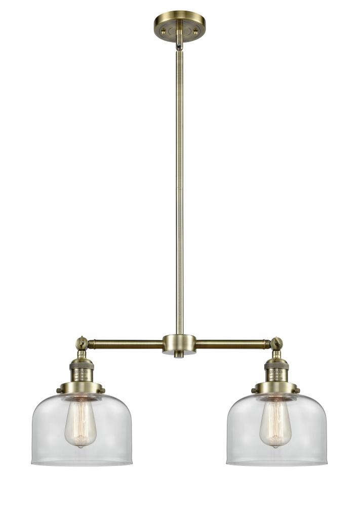 Bell - 2 Light - 21 inch - Antique Brass - Stem Hung - Adjustable Island Light