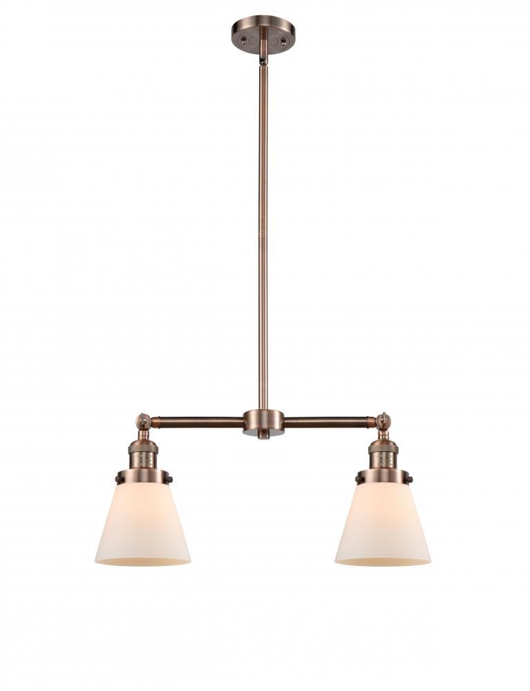 Cone - 2 Light - 21 inch - Antique Copper - Stem Hung - Adjustable Island Light