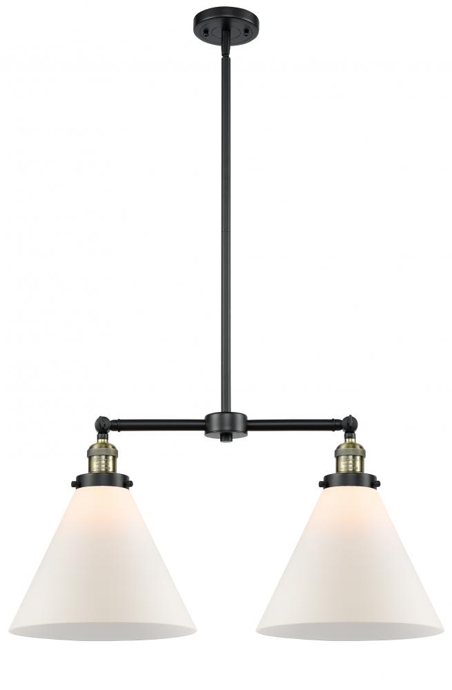 Cone - 2 Light - 21 inch - Black Antique Brass - Stem Hung - Adjustable Island Light
