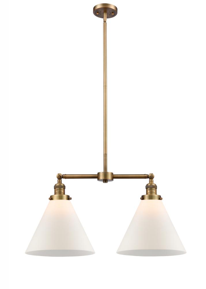 Cone - 2 Light - 21 inch - Brushed Brass - Stem Hung - Adjustable Island Light