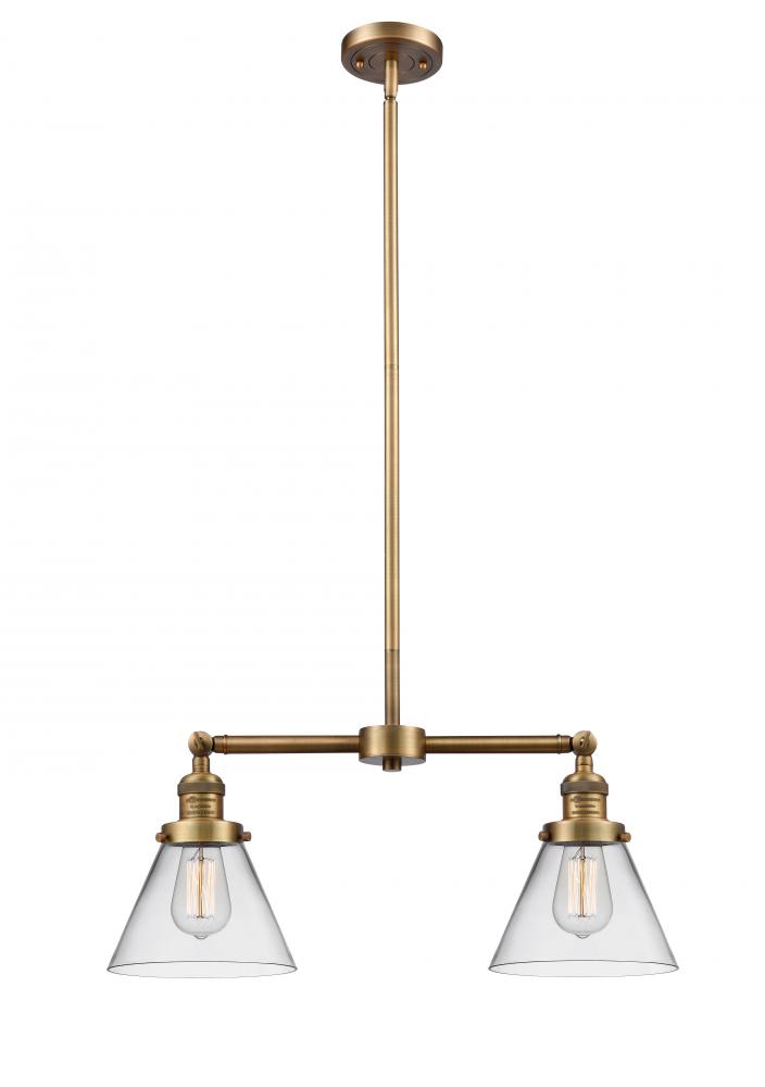 Cone - 2 Light - 21 inch - Brushed Brass - Stem Hung - Adjustable Island Light